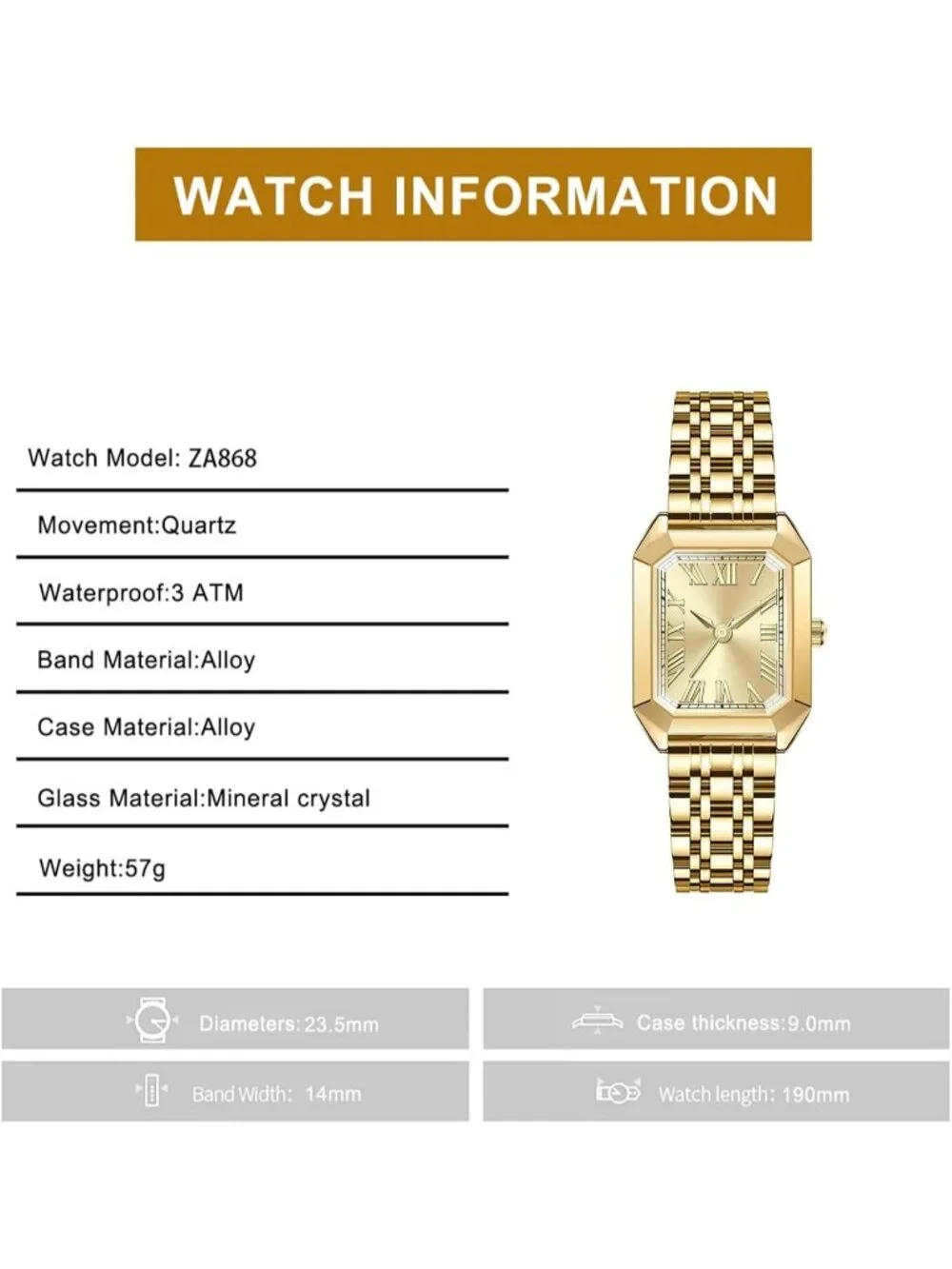 Women's Full Gold Vintage Roman/Arabic Numeral Dial Alloy Bracelet Quartz Watch